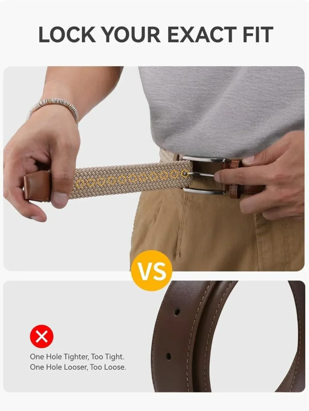 Men's 2-Pack Stretch Braided Golf Belts - Casual Elastic Belts for Pants & Jeans
